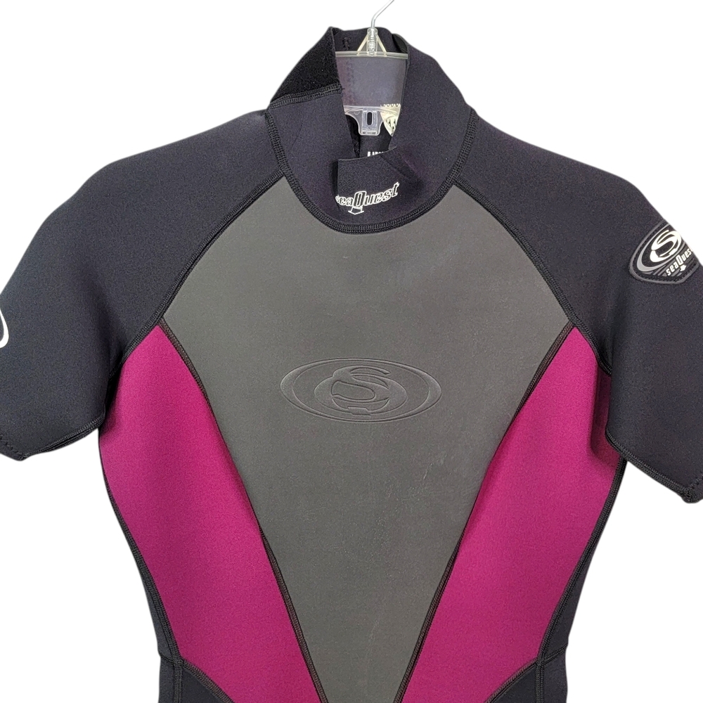 Seaquest Dsv Black Purple Short Sleeve Wetsuit Divingsuit Scuba Women's 11-12 - Picture 3 of 13